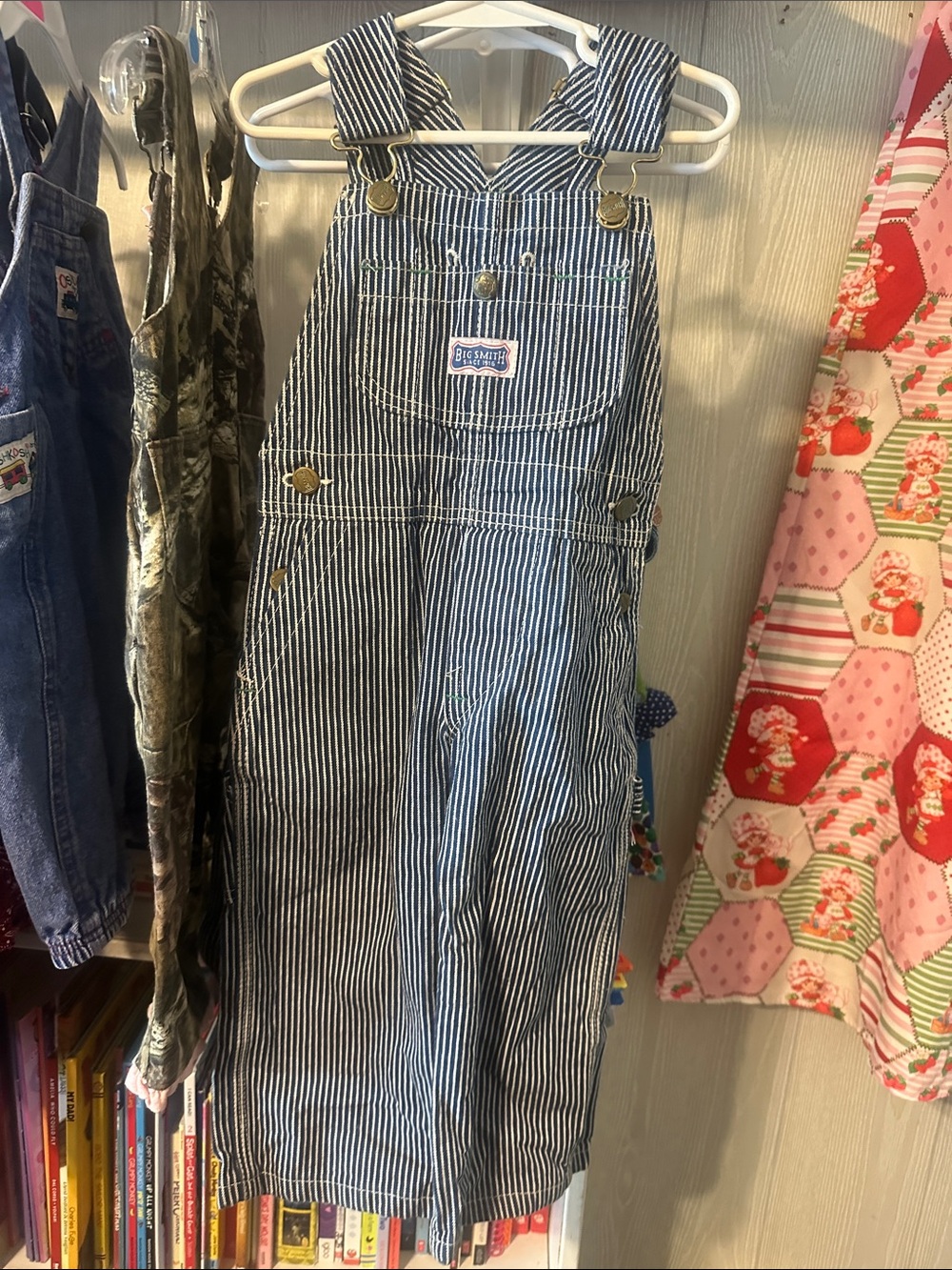 SMITH Kids' Blue Stripe Overalls 2t vintage